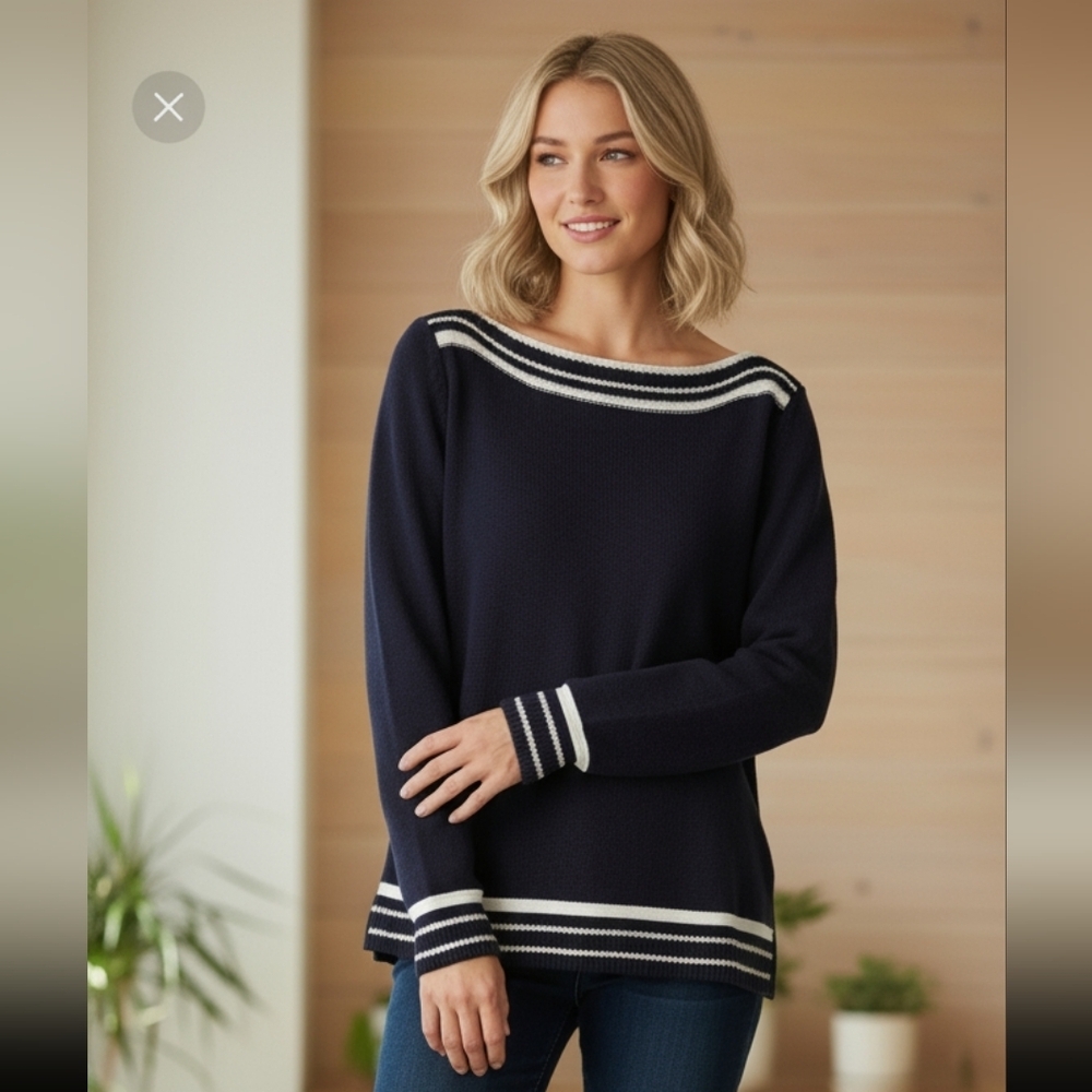 Loft Fair Isle Women's 100% Cotton Boat Neck Sweater Size XS